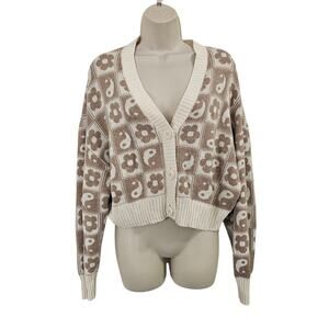 AMERICAN EAGLE Yin & Yang Cardigan in Cream Size L